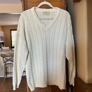 Vintage Blarney 100% Cotton Cream Cable Knit Sweater – Irish Fisherman Style • S